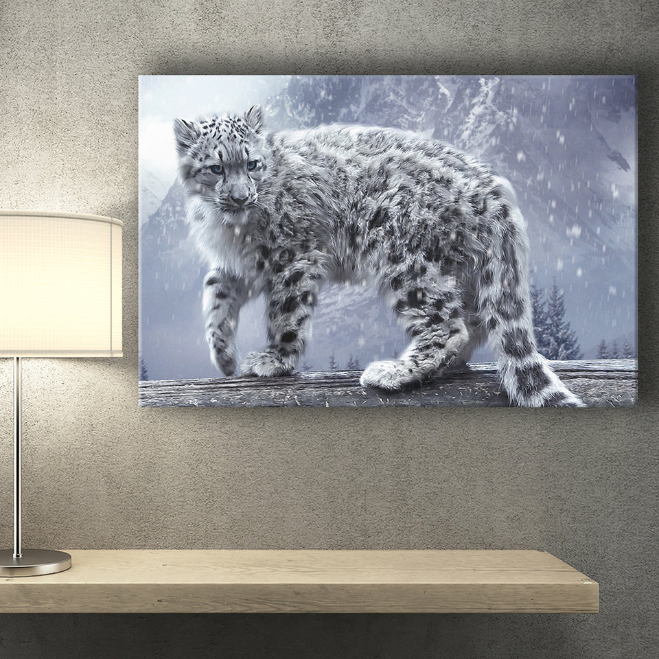 Snow Leopard Playing Canvas Prints Wall Art - Painting Canvas, Wall Decor, Canvas Art, For Sale
