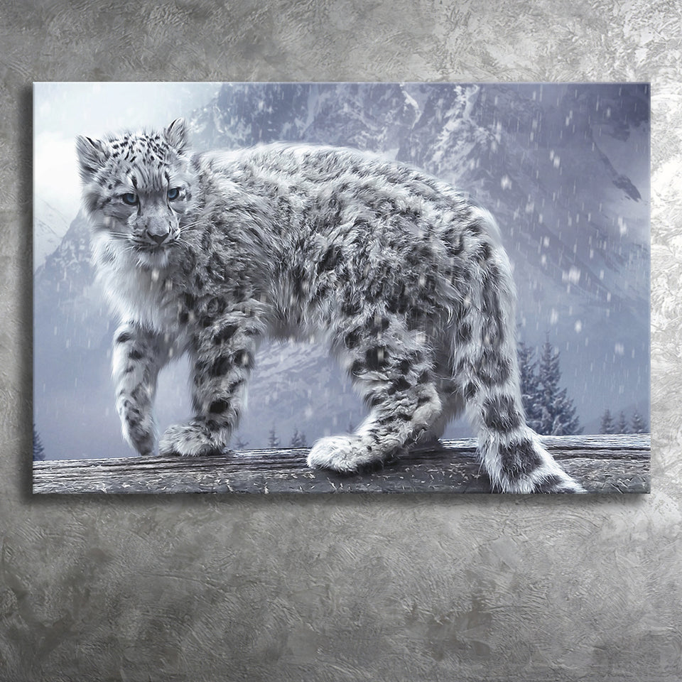 Snow Leopard Playing Canvas Prints Wall Art - Painting Canvas, Wall Decor, Canvas Art, For Sale