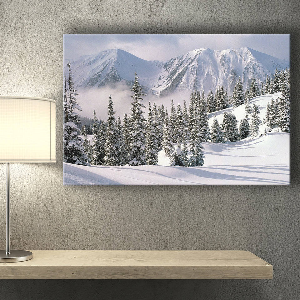 Snow Winter W Big Mountains Canvas Prints Wall Art - Painting Canvas, Home Wall Decor, Painting Prints, For Sale