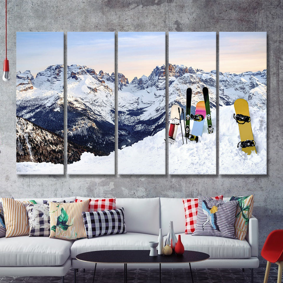 Snowboards Cool 5 Piece B Canvas Prints Wall Art Decor - Painting Canvas, Multi Panels