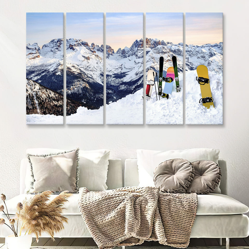 Snowboards Cool 5 Piece B Canvas Prints Wall Art Decor - Painting Canvas, Multi Panels