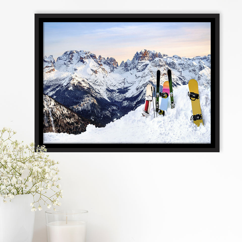 Snowboards Cool Framed Canvas Prints Wall Art Decor - Paiting Canvas, Art Prints, Floating Frame