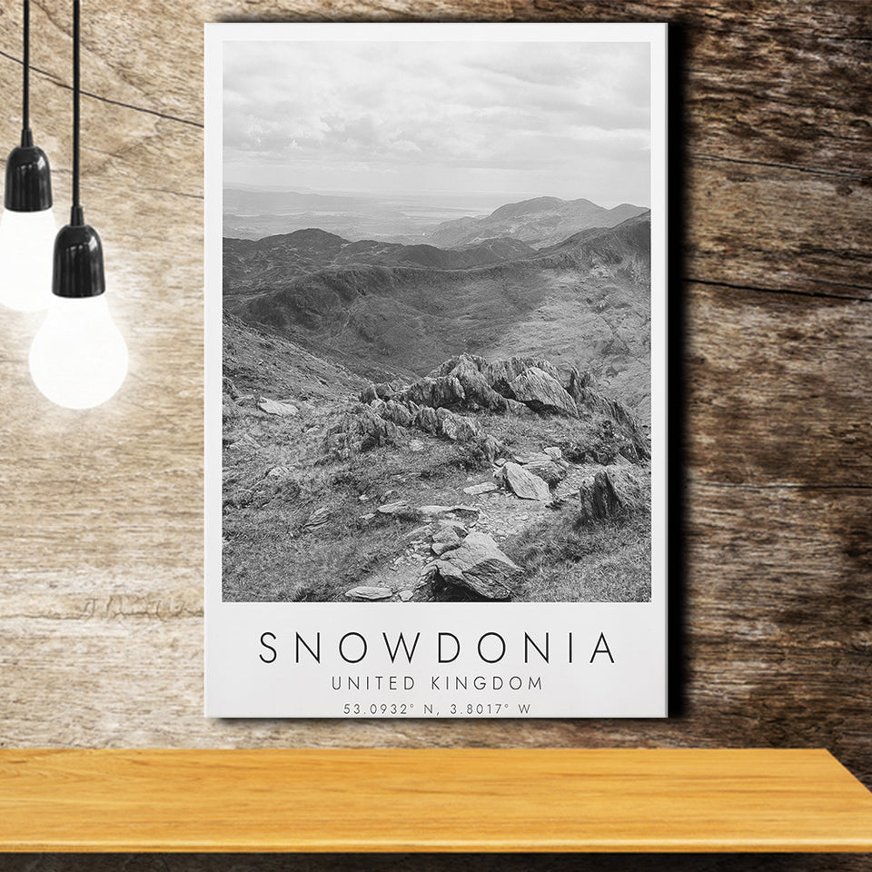 Snowdonia National Park Travel Art Black And White Decor Canvas Prints Wall Art Home Decor