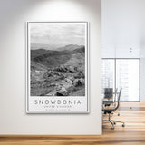 Snowdonia National Park Travel Art Black And White Decor Framed Canvas Prints Wall Art Home Decor, Floating Frame