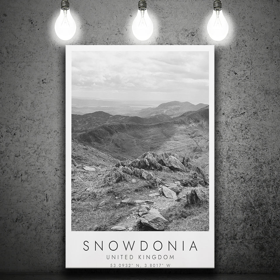 Snowdonia National Park Travel Art Black And White Decor Canvas Prints Wall Art Home Decor
