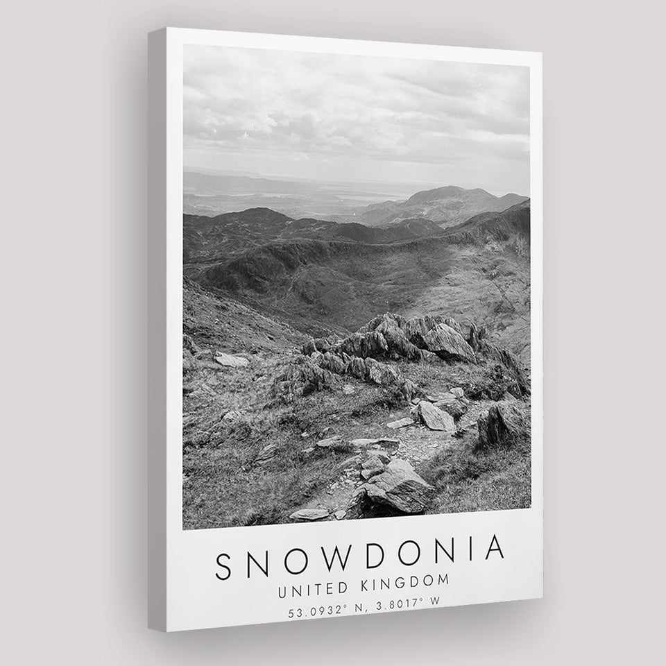 Snowdonia National Park Travel Art Black And White Decor Canvas Prints Wall Art Home Decor