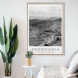 Snowdonia National Park Travel Art Black And White Decor Framed Canvas Prints Wall Art Home Decor, Floating Frame