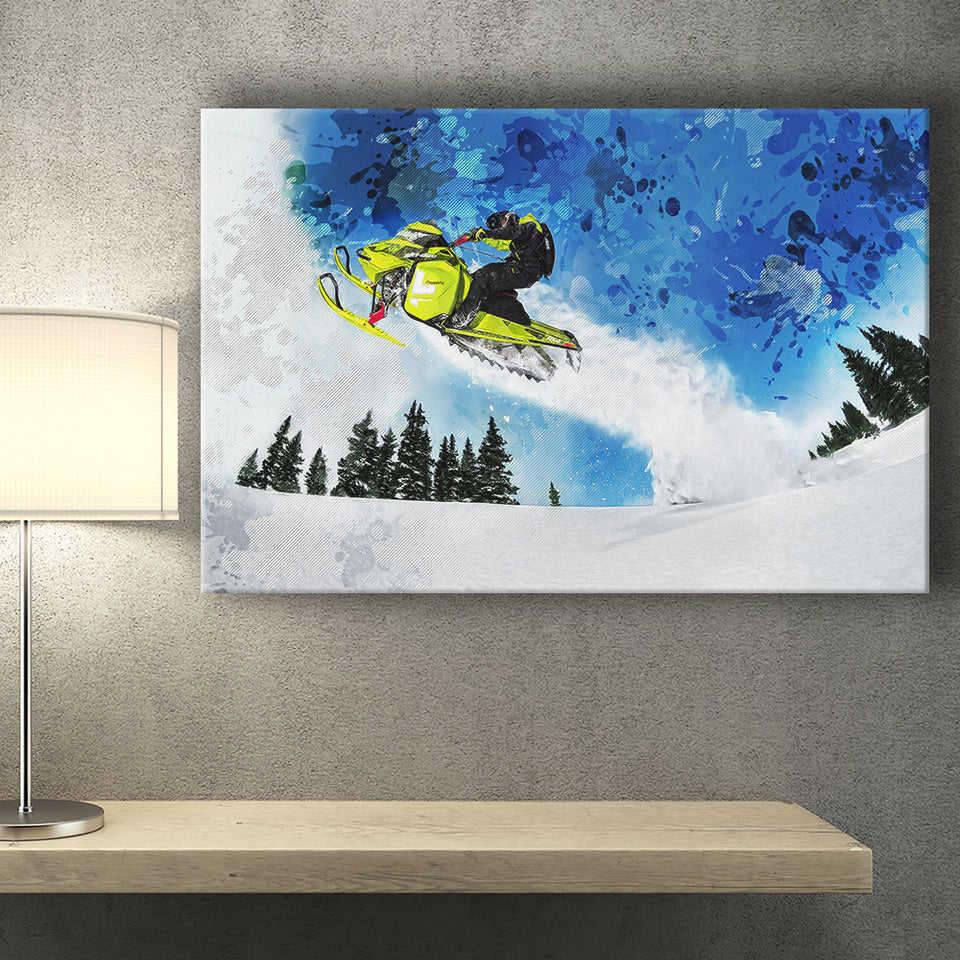 Snowmobiles Canvas Prints Wall Art Decor - Painting Canvas, Art Print, Home Decor, Ready to Hang