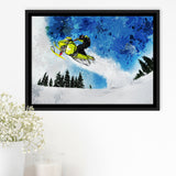 Snowmobiles Framed Canvas Prints Wall Art Decor - Painting Canvas, Framed Picture, Home Decor
