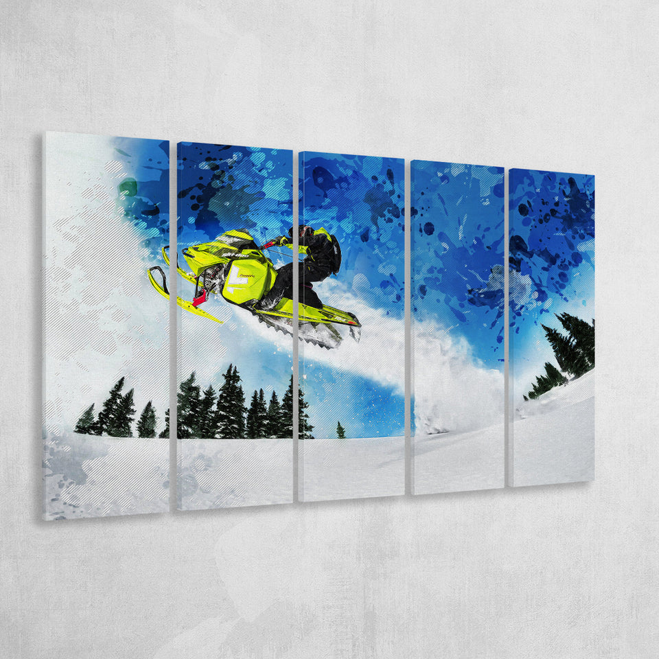 Snowmobiles 5 Piece B Canvas Prints Wall Art Decor, Multi Panels,Large Canvas, Home Decor