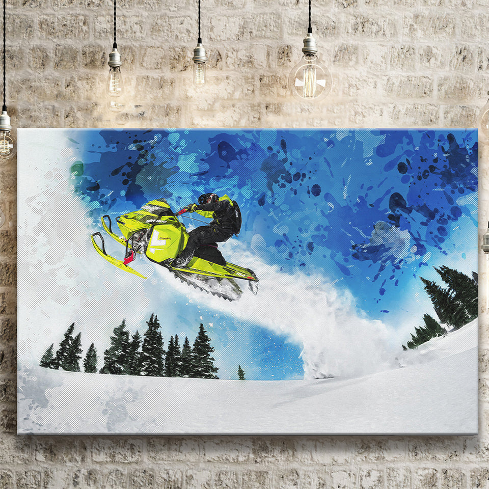 Snowmobiles Canvas Prints Wall Art Decor - Painting Canvas, Art Print, Home Decor, Ready to Hang
