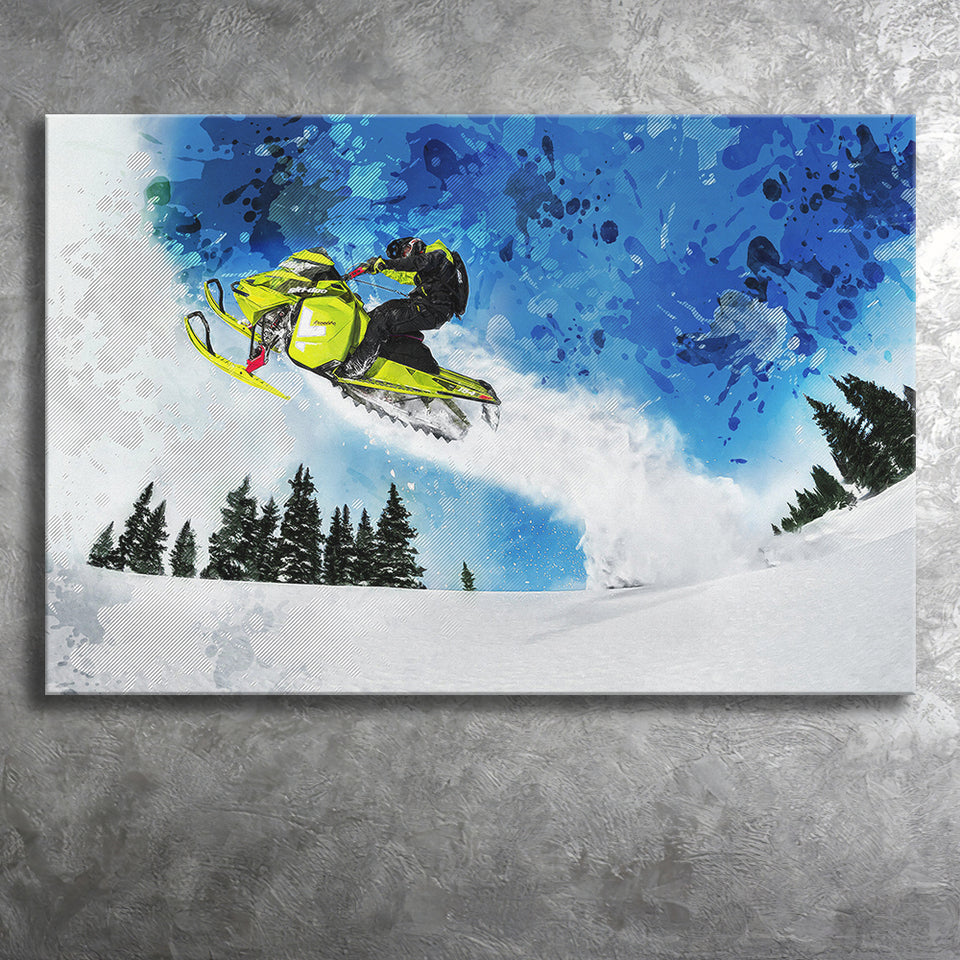 Snowmobiles Canvas Prints Wall Art Decor - Painting Canvas, Art Print, Home Decor, Ready to Hang