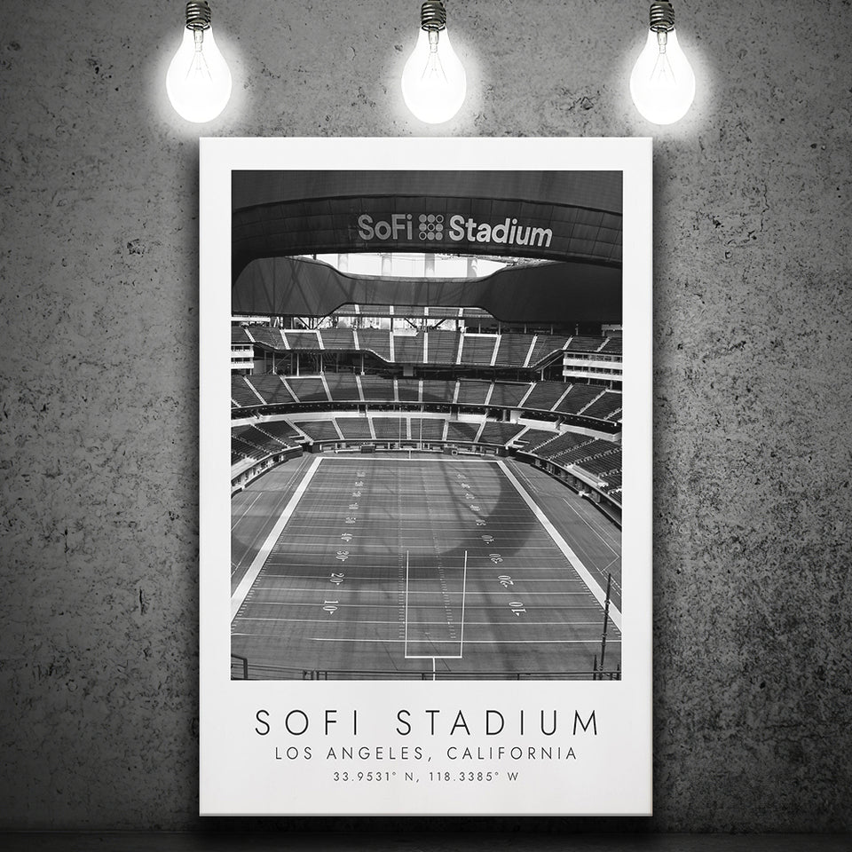 Sofi Stadium Los Angeles Rams Football Lovers Black And White Art Canvas Prints Wall Art Home Decor