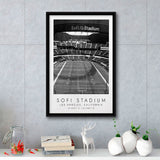 Sofi Stadium Los Angeles Rams Football Lovers Black And White Art Framed Canvas Prints Wall Art Home Decor, Floating Frame