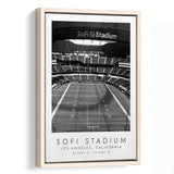Sofi Stadium Los Angeles Rams Football Lovers Black And White Art Framed Canvas Prints Wall Art Home Decor, Floating Frame
