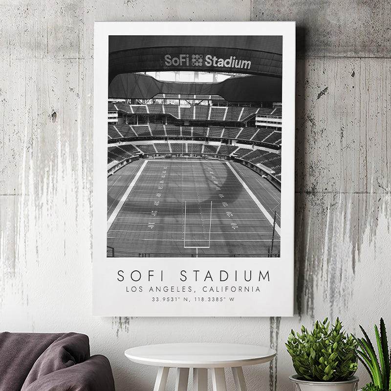 Sofi Stadium Los Angeles Rams Football Lovers Black And White Art Canvas Prints Wall Art Home Decor