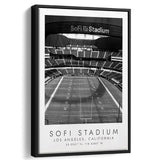 Sofi Stadium Los Angeles Rams Football Lovers Black And White Art Framed Canvas Prints Wall Art Home Decor, Floating Frame