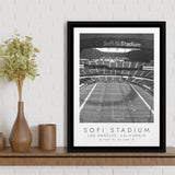 Sofi Stadium Los Angeles Rams Football Lovers Black And White Art Framed Canvas Prints Wall Art Home Decor, Floating Frame
