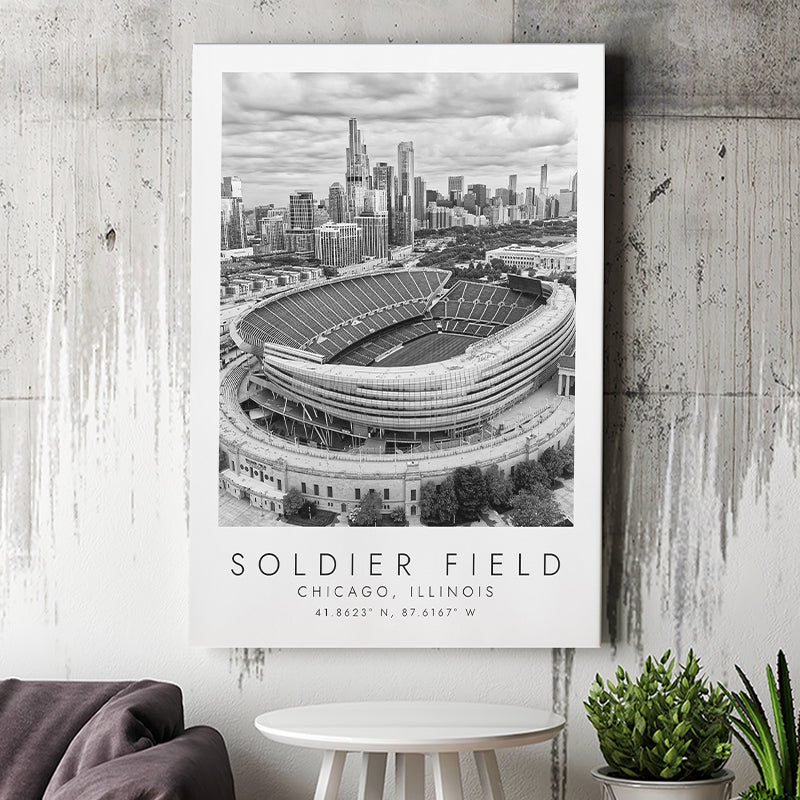 Soldier Field Chicago Bears American Football Lovers Black And White Art Canvas Prints Wall Art Home Decor