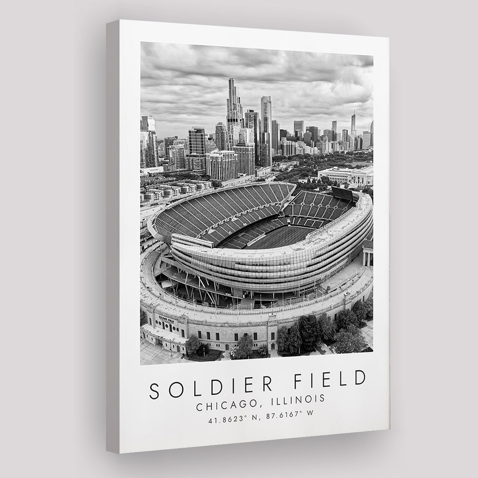 Soldier Field Chicago Bears American Football Lovers Black And White Art Canvas Prints Wall Art Home Decor