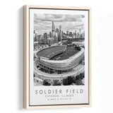 Soldier Field Chicago Bears American Football Lovers Black And White Framed Canvas Prints Wall Art Home Decor, Floating Frame