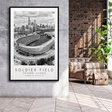 Soldier Field Chicago Bears American Football Lovers Black And White Framed Canvas Prints Wall Art Home Decor, Floating Frame