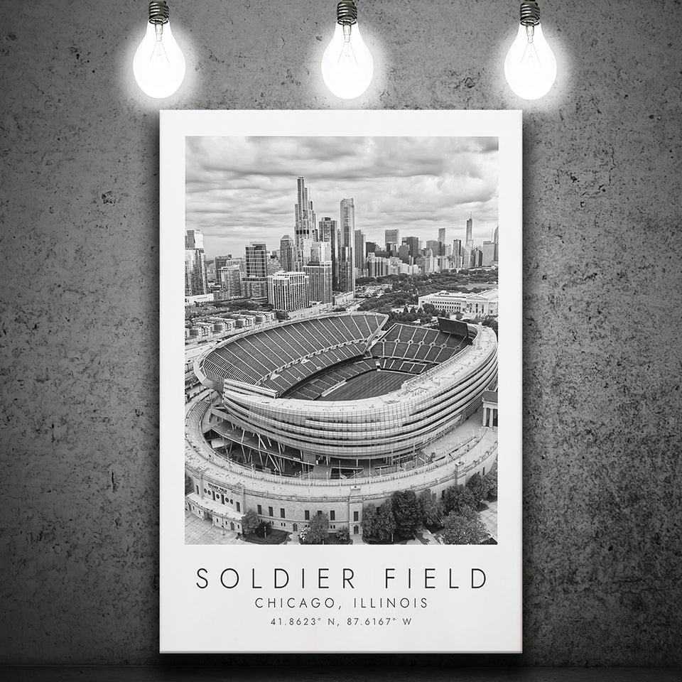 Soldier Field Chicago Bears American Football Lovers Black And White Art Canvas Prints Wall Art Home Decor