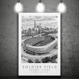 Soldier Field Chicago Bears American Football Lovers Black And White Art Canvas Prints Wall Art Home Decor