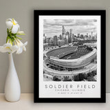 Soldier Field Chicago Bears American Football Lovers Black And White Art Framed Art Prints Wall Art Decor, Framed Picture