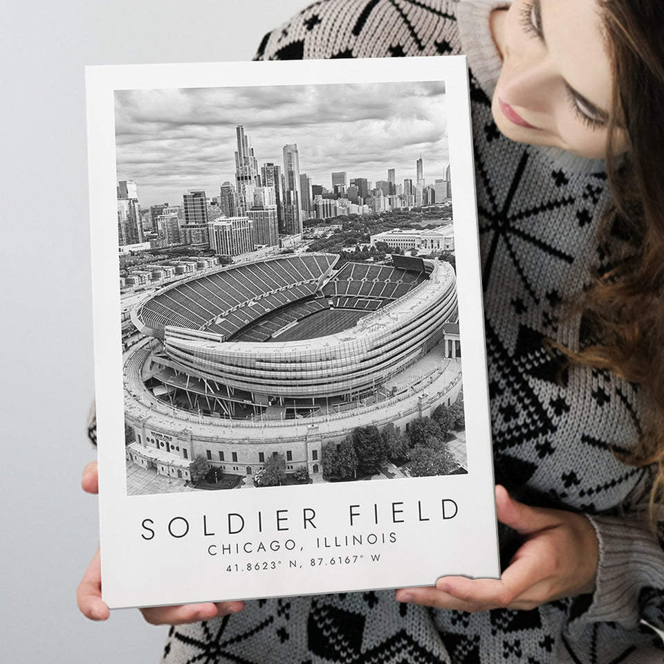 Soldier Field Chicago Bears American Football Lovers Black And White Art Canvas Prints Wall Art Home Decor