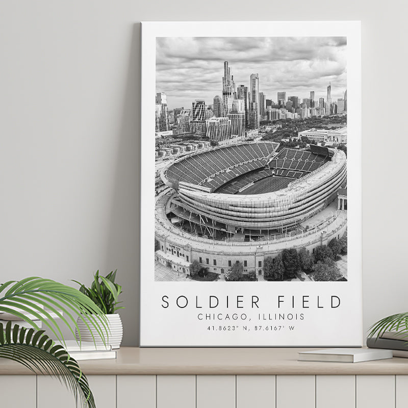Soldier Field Chicago Bears American Football Lovers Black And White Art Canvas Prints Wall Art Home Decor
