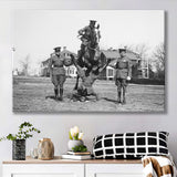 Soldier Horse Jump Black And White Print, Military History Canvas Prints Wall Art Home Decor