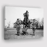 Soldier Horse Jump Black And White Print, Military History Canvas Prints Wall Art Home Decor