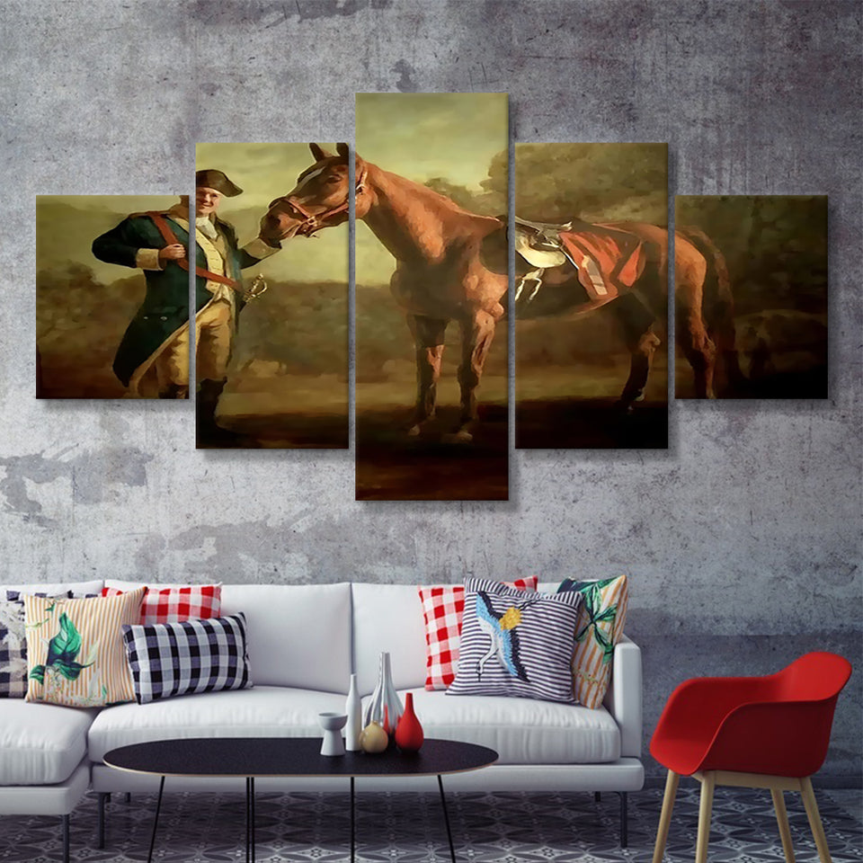 Soprano With Horse 5 Pieces Canvas Prints Wall Art - Painting Canvas, Multi Panel