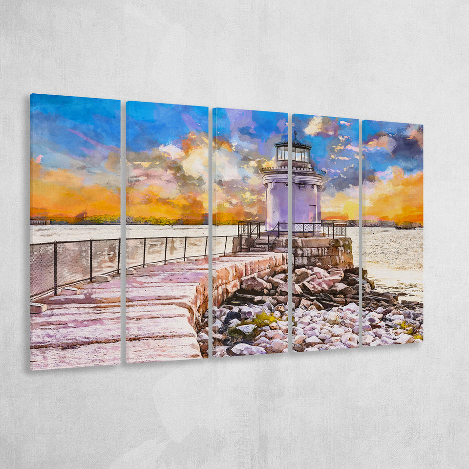 South Portland Maine Usa Breakwater Light 5 Pieces Extra Large Canvas Prints Wall Art Home Decor