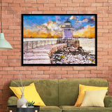 South Portland Maine Usa Breakwater Light City Art Watercolor Framed Art Prints Wall Art Decor,Framed Picture