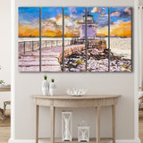 South Portland Maine Usa Breakwater Light 5 Pieces Extra Large Canvas Prints Wall Art Home Decor
