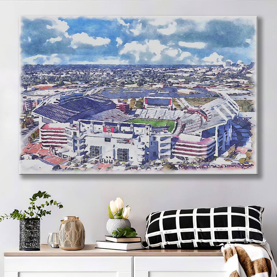South Carolina Gamecocks Williams–Brice Stadium Watercolor, Sport Art Prints Fan Gift, Canvas Prints Wall Art Decor
