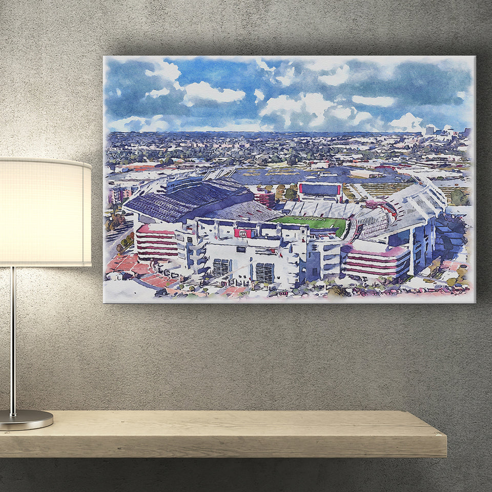 South Carolina Gamecocks Williams–Brice Stadium Watercolor, Sport Art Prints Fan Gift, Canvas Prints Wall Art Decor