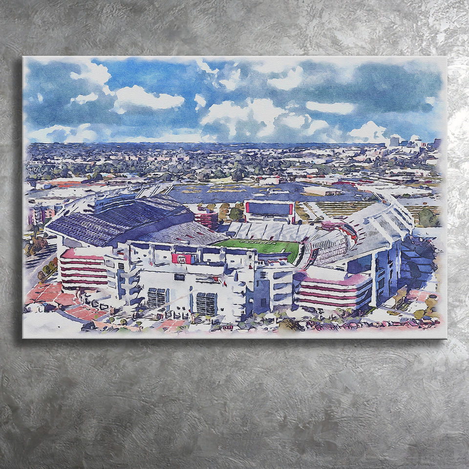 South Carolina Gamecocks Williams–Brice Stadium Watercolor, Sport Art Prints Fan Gift, Canvas Prints Wall Art Decor