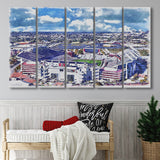 South Carolina Gamecocks Williams–Brice Stadium Watercolor, 5 Pieces B, Multi Panel Canvas Prints Wall Art Decor