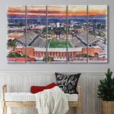 Southern Miss Golden Eagles M M Roberts Stadium Watercolor100, 5 Pieces B, Multi Panel Canvas Prints Wall Art Decor