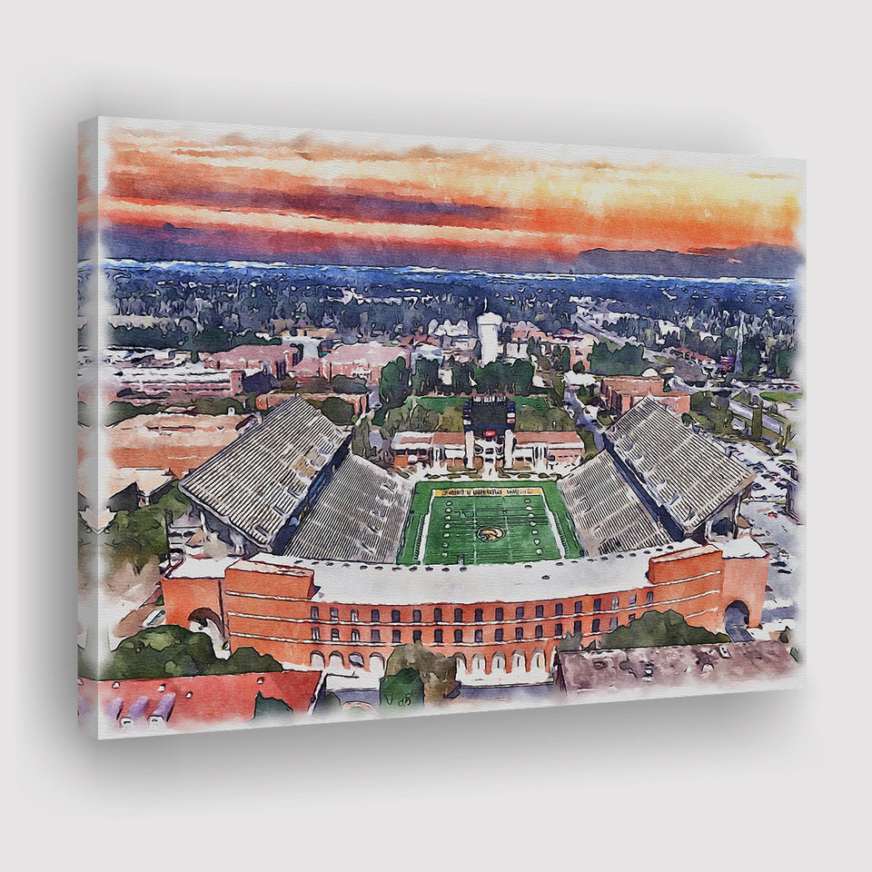 Southern Miss Golden Eagles M M Roberts Stadium Watercolor, Sport Art Prints Fan Gift, Canvas Prints Wall Art Decor