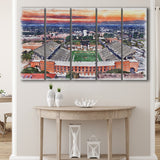 Southern Miss Golden Eagles M M Roberts Stadium Watercolor, 5 Pieces B, Multi Panel Canvas Prints Wall Art Decor