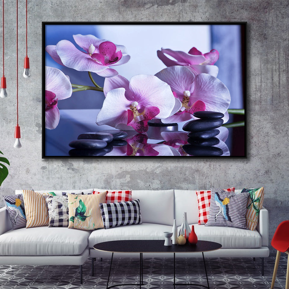 Spa Wall Decor, Spa Print Framed Canvas Prints Wall Art Decor, Black Floating Frame