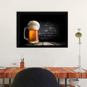 Sparkling Beer Black Background Framed Canvas Wall Art - Framed Prints, Canvas Prints, Prints for Sale, Canvas Painting