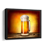 Sparkling Beer On Yellow Background Framed Canvas Wall Art - Framed Prints, Canvas Prints, Prints for Sale, Canvas Painting