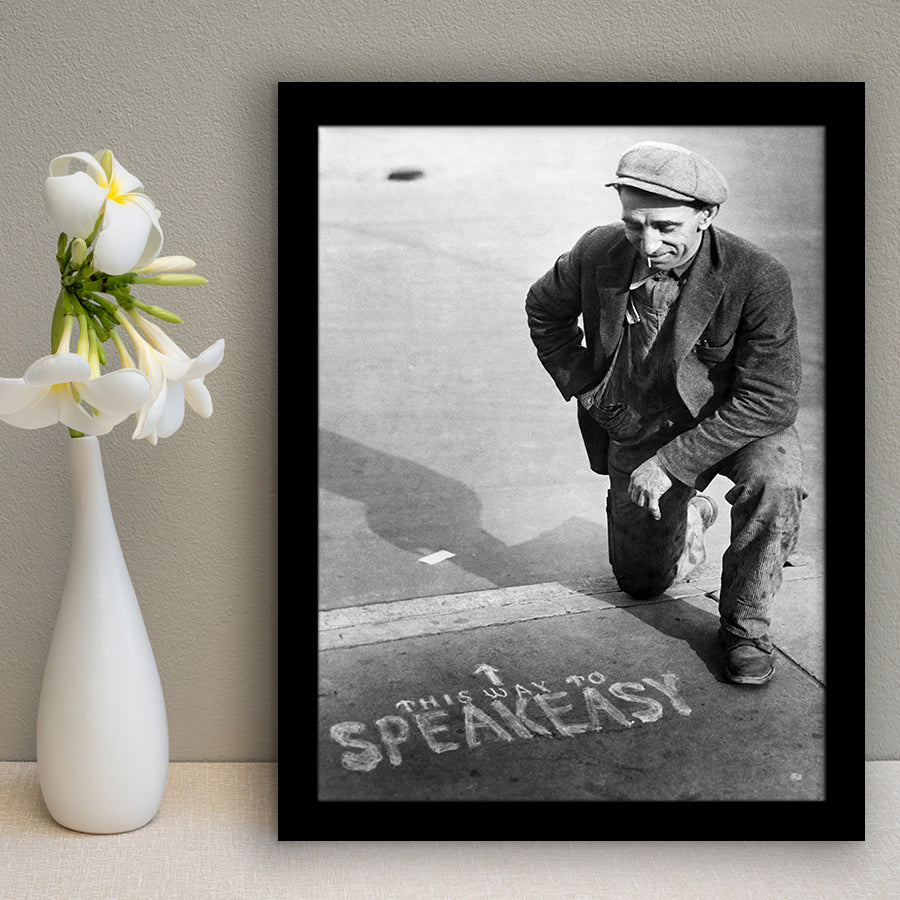 Speakeasy Black And White Print, This Way To Speakeasy Framed Art Print Wall Art Decor,Framed Picture