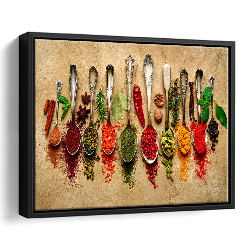 Spices Kitchen Art Framed Canvas Prints Wall Art Decor, Framed Picture, Floating Frame