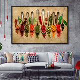 Spices Kitchen Art Framed Canvas Prints Wall Art Decor, Framed Picture, Floating Frame
